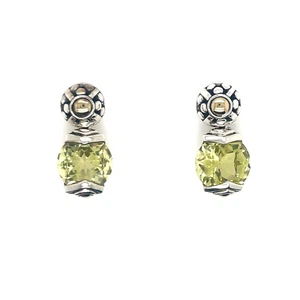 Sterling Silver & 18K John Hardy Natural Lemon Quartz Dangle Earrings - Picture 1 of 10