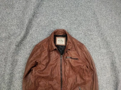 Vintage jack & jones cognan clothing co Perfect Leather brown jacket - Image 1 of 4