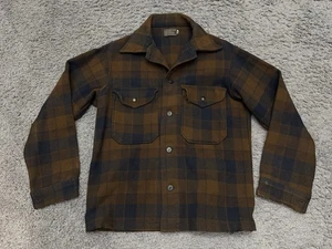 Vintage Pendleton Jacket Shacket Brown Gray Button-up Plaid Size Small Mens 50’s - Picture 1 of 7