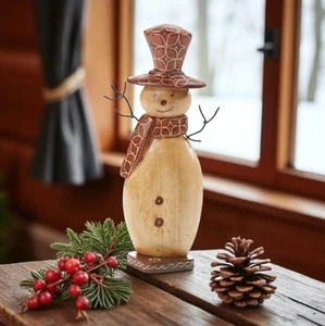 Wooden Snowman | Hand-Batiked Sengon Wood - Picture 1 of 2