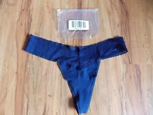 VICTORIA'S SECRET Navy Blue V String Thong Panty NEW In Bag Size L - Picture 1 of 11