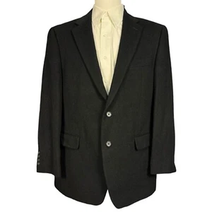 Chaps Blazer Men's 42R Camel Hair Suit Jacket Black Single Breasted - Picture 1 of 9