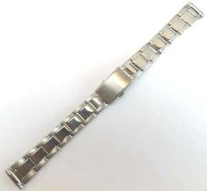 WHITE SILVER TONE Womens Stainless Steel Push Button Clasp 12-14mm Watch Band - Picture 1 of 11