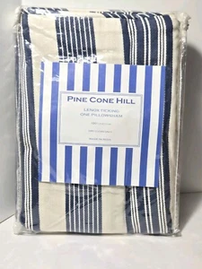Pine Cone Hill Lenox Ticking Euro Pillow Sham Indigo Blue Stripe 100% Cotton - Picture 1 of 4