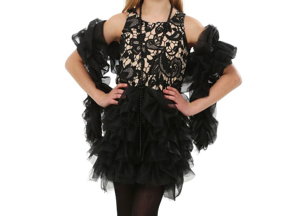 Disfraz Vestido Niña Deslumbrante Años 20 Negro Volantes Aleta TALLA M (con defecto) Foto 1 de 1
