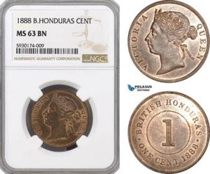 AG343, British Honduras, Victoria, 1 Cent 1888, NGC MS63RB - Picture 1 of 1
