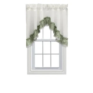 Ellis Curtain Madelyn Ruflled Victorian Swag for Windows 82" x 38" Sage - Picture 1 of 6