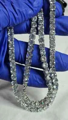 26cts Lab Created 4mm Diamond 14K White Gold Plated Tennis Chain Necklace 18" - Image 1 of 4