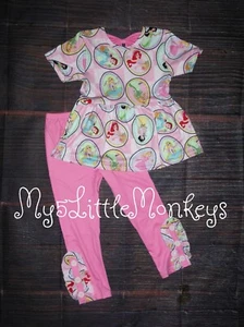 NEW Boutique Princess Cinderella Ariel Belle Tunic & Leggings Girls Outfit - Picture 1 of 8