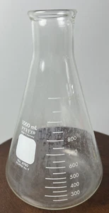 PYREX Glass 4980 1000mL 1L Narrow Mouth Graduated Erlenmeyer Flask Germany - Picture 1 of 5
