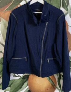 Torrid 3 US 3X Navy Blue Suede Moto Jacket - Picture 1 of 6