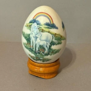 Vintage Unicorn Figurine Faberge Egg Princeton Gallery Pegasus 1993 Rainbow Farm - Picture 1 of 4
