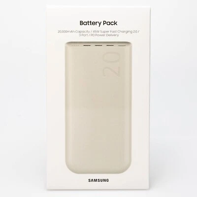 Samsung 20000mAh 45W 3 USB C Port Super Fast PD Battery Pack - Beige - New - Image 1 of 4