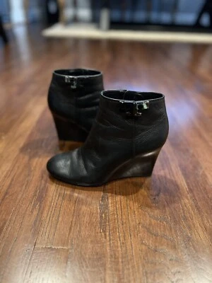 Botines de cuña para mujer Tory Burch Lowell talla 7M cuero negro Foto 1 de 4