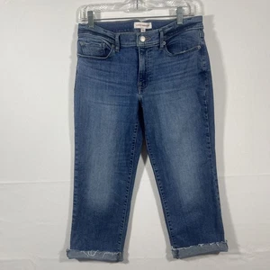 Lucky Brand Jeans Sweet Crop Women's Sz 10/30 Blue Raw Hem Cuff - Picture 1 of 9