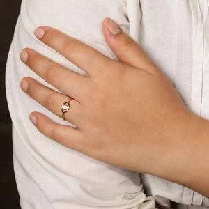 SOLID PLAIN GOLD EVIL EYE RING HANDMADE 14K GOLD FINE JEWELRY - Picture 1 of 9