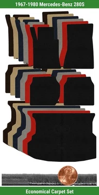 Juego de alfombrillas Velourtex personalizadas para Mercedes-Benz 280S 1967-1980 (5 piezas) #XJM Foto 1 de 4