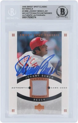 Johnny Bench Reds Signed 2005 Upper Deck Sweet Spot Classic #CM-BE BAS Card - Image 1 of 3