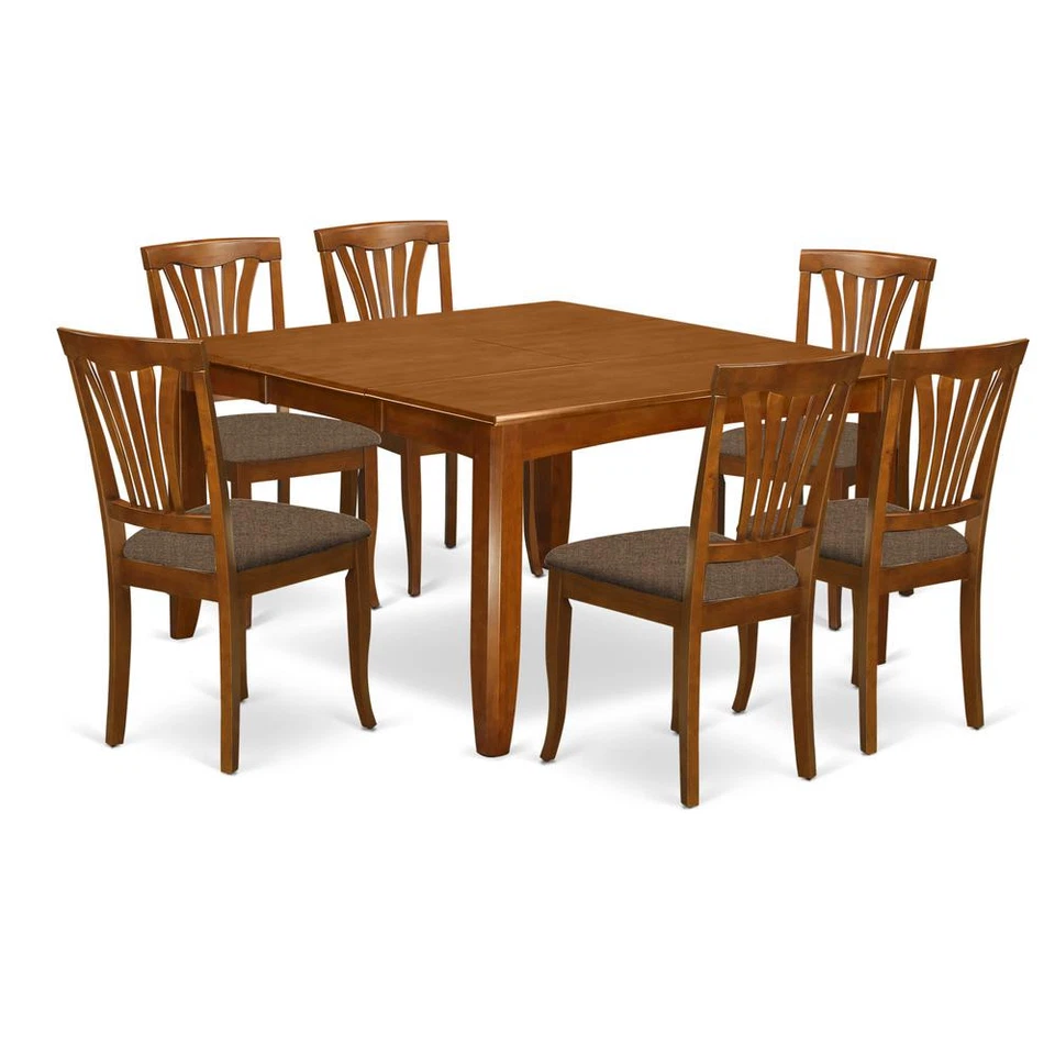 PFAV7-SBR-C 7 PC Dining set-Dinette Table with Leaf and 6 Dinette Chairs. - Image 1 of 4