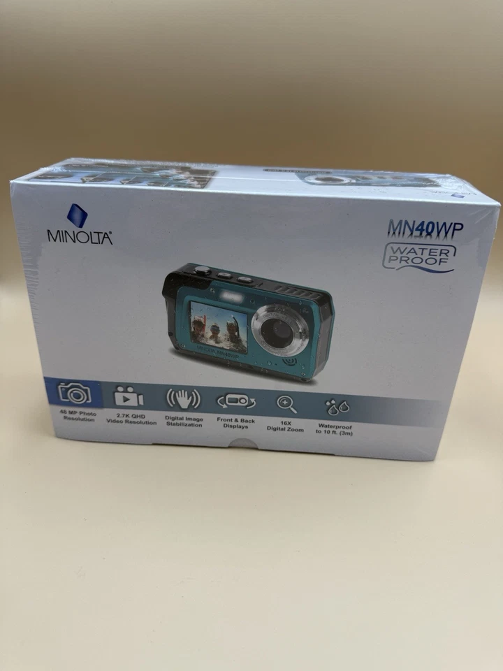 Minolta MN40WP 48MP Waterproof Digital Camera Dual Screen 2.7K Video Pink Se