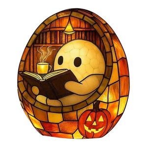 Ghost Reading Book Lamp, Adorable Ghost Reading Night Light Halloween Decor - Picture 1 of 2