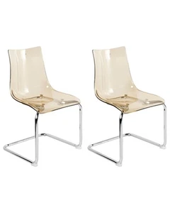 Esszimmerstuhl 2er Set Kunststoff transparent orange Freischwinger Marshall - Bild 1 von 9