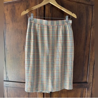 Falda Yves Saint Laurent Multicolor Espiga Cuadros Mezcla Lino FR40 Foto 1 de 4