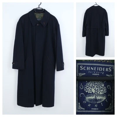 Mens SCHNEIDERS Coat Large Size US 42 Blue Wool Cashmere Overcoat - Image 1 of 4
