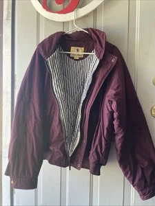 Plum Color Vintage Coat By Duck Head 80’s-90’s Mens Large, Tuckaway Hood - Picture 1 of 16