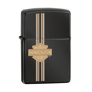 Zippo Lighter Harley Davidson Polish Black Windproof Flame Refillable Fuel - Picture 1 of 2