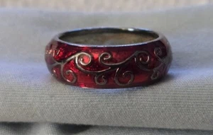Vintage Ring rot & silberfarben (6,5) - Bild 1 von 2