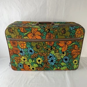 Vintage Flower Power Suitcase Luggage 60s-70's BoHo Hippee bold galaxy trav-ler - Picture 1 of 17