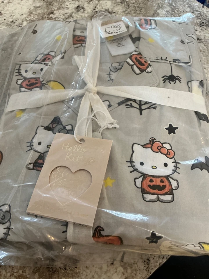 Pottery Barn Teen Hello Kitty Halloween Loose Fit Pajama Gray size small - Image 1 of 2