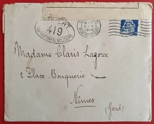 SUISSE LOMBARD ODIER GENÈVE 1916 NIMES WW I CONTROL POSTAL MILITAIRE CENSOR B73 - Bild 1 von 4
