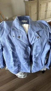 Cynthia Rowley Linen Jacket Womens Size M Periwinkle Asymmetrical Zipper - Picture 1 of 4