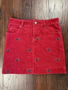 VTG Ralph Lauren Girls Red Corduroy Mini Skirt Black Scottish Dogs Sz 12 Preppy - Picture 1 of 16