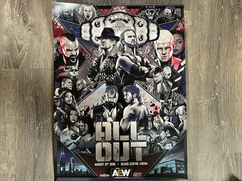 AEW ALL OUT 2019 PPV 18x24 Poster All Elite Wrestling Chris Jericho Hangman Page Cover