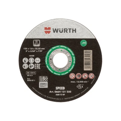 10 Stück 125x1,0x22,23mm Würth Speed Trennscheiben Edelstahl Zebra