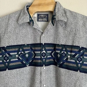VINTAGE Essentials By Karman Shirt Mens XL Aztec Western Pearl Snap Rodeo USA - Picture 1 of 7
