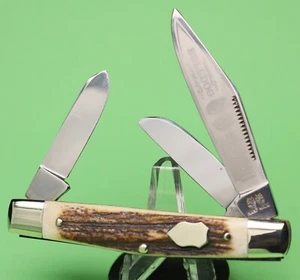 Nice! Bulldog Brand 5th Generation Hand Made Stag 3-Blade Stockman Pocket Knife - Picture 1 of 23