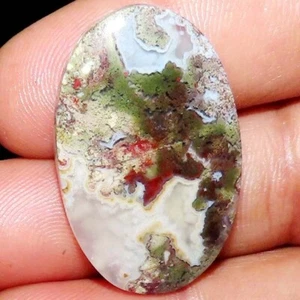 A+ Natural Indonesian Moss Agate Oval Cabochon Loose Gemstone 45.00 Ct 24x39x6mm - Picture 1 of 7