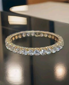 14K Stamped: Solid Yellow Gold Dominique-CZ Round Eternity Size 8.75 Band-2.05gr - Picture 1 of 14