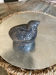 Antique Burmese Silver Plated Repousse Small Betel Nut Box Kymer Bird - Picture 1 of 7
