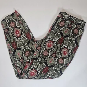 Topshop Womens Pants 4 Green Red Black Abstract Made In The UK Skinny Mid Rise - Picture 1 of 11