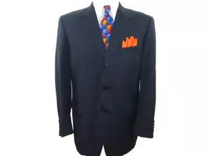 Canali Bloomingdales Mens Wool Navy Blue Italian Blazer Jacket Sport Coat 40 R - Picture 1 of 13