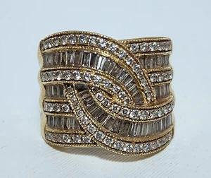 Effy Diamond 14k Gold Crossover Ring Size 7 - Picture 1 of 5