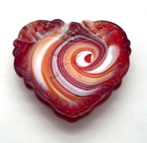 Vintage Imperial Slag Glass Heart Dish with Cupid's Bow & Arrow