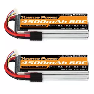 2xYoume 14,8V 4S 4500mAh 60C TRX Lipo Batterie für RC Drohne Flugzeug Auto Quad - Bild 1 von 6