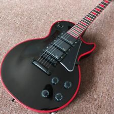 High Quality Custom Black 6 Strings Electric Guitar Red Binding Black Hardware for sale