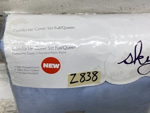 Sky 500 TC Pima Cotton Full / Queen Duvet Set 3pc Coast Blue New - Picture 1 of 3